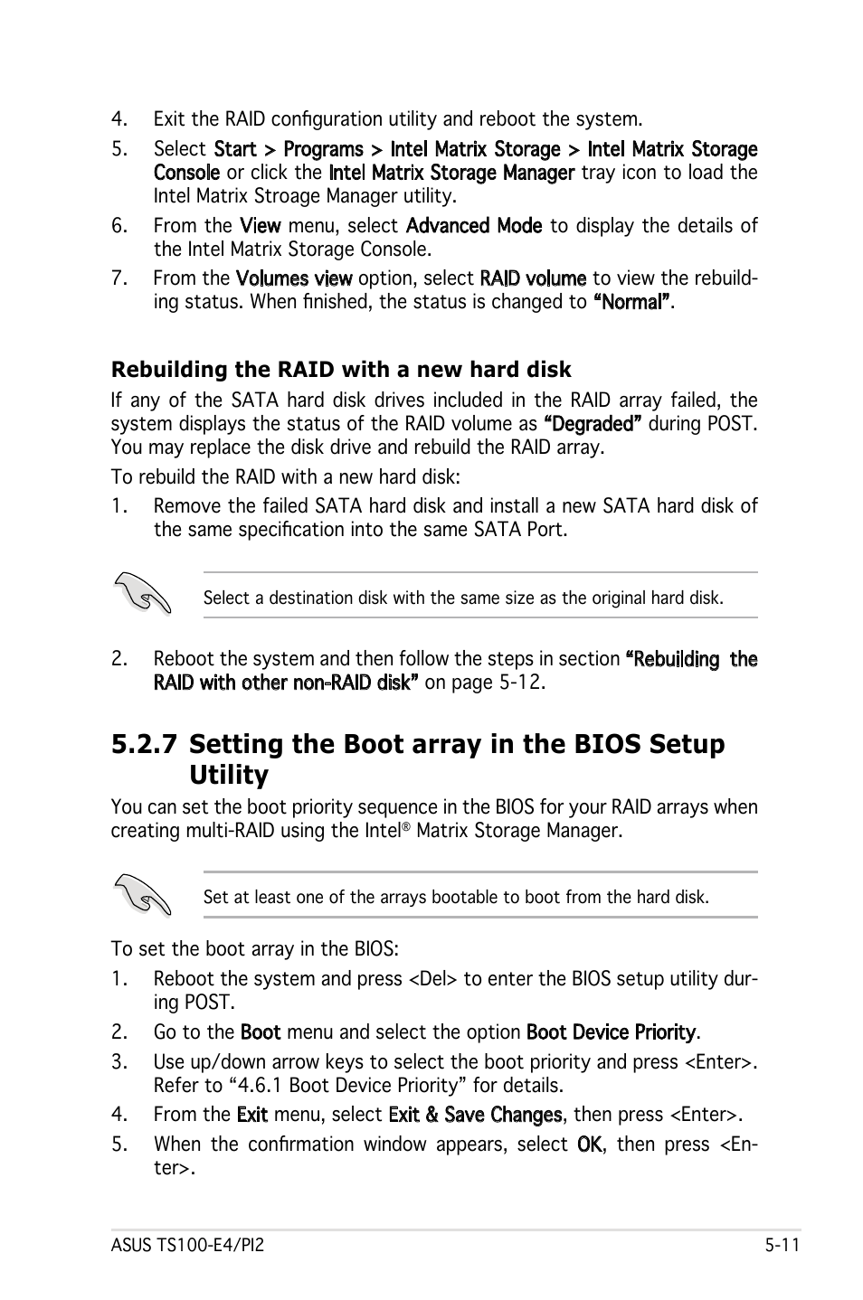 7 setting the boot array in the bios setup utility | Asus Pedestal Server TS100-E4/PI2 User Manual | Page 111 / 158