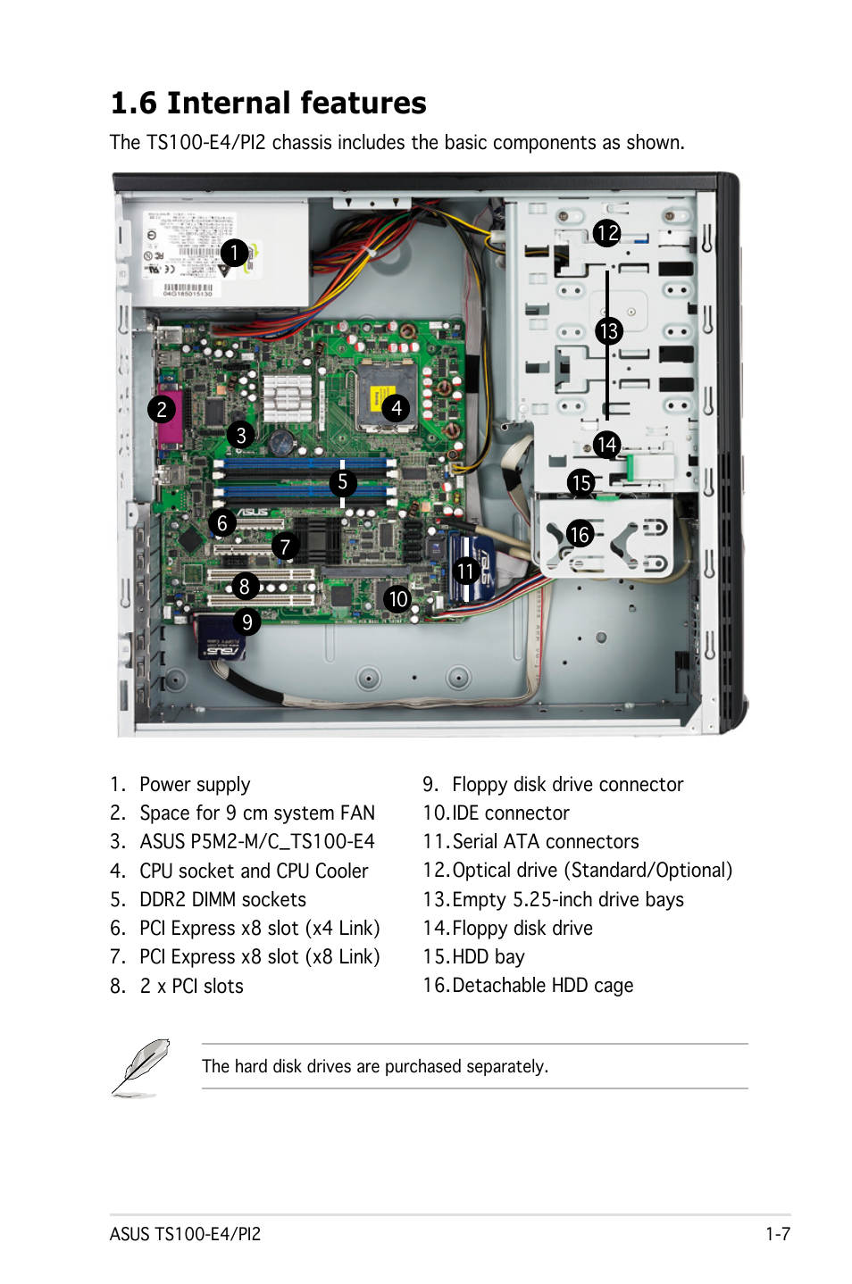 6 internal features | Asus Pedestal Server TS100-E4/PI2 User Manual | Page 17 / 158