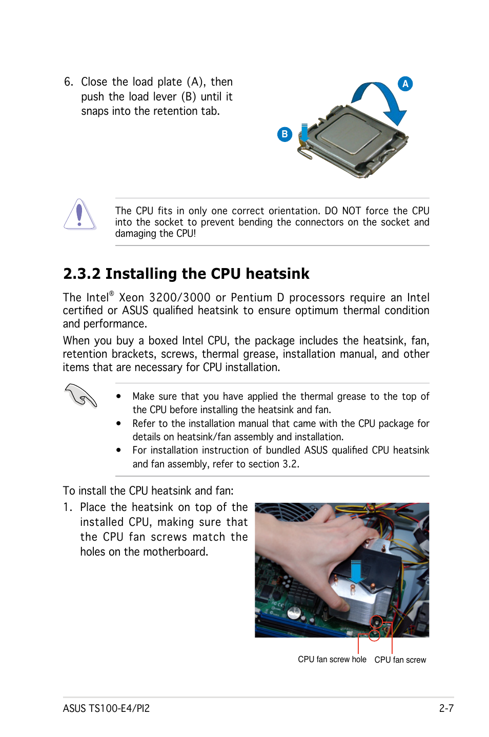 2 installing the cpu heatsink | Asus Pedestal Server TS100-E4/PI2 User Manual | Page 25 / 158