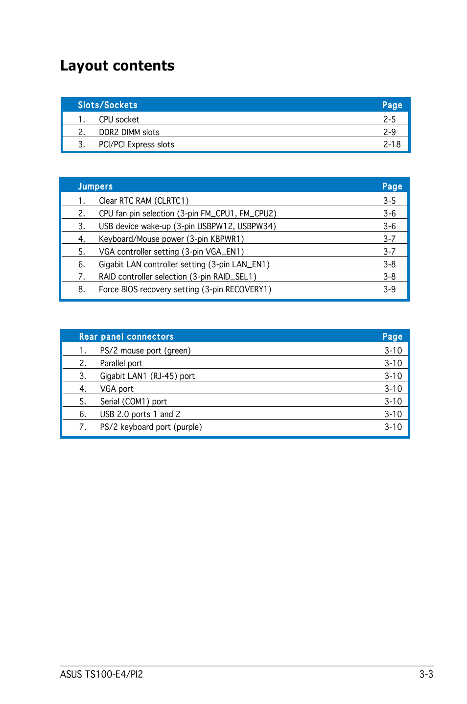 Layout contents | Asus Pedestal Server TS100-E4/PI2 User Manual | Page 45 / 158