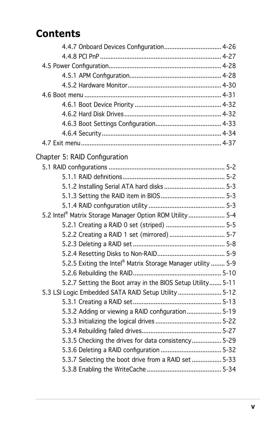 Asus Pedestal Server TS100-E4/PI2 User Manual | Page 5 / 158