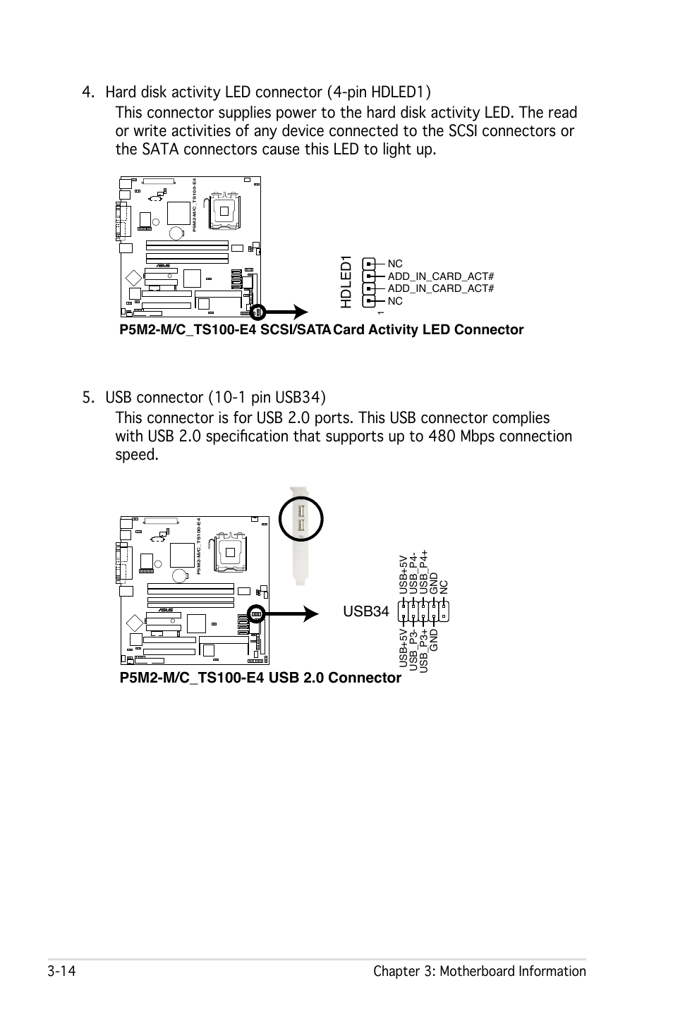 Usb34, 14 chapter 3: motherboard information | Asus Pedestal Server TS100-E4/PI2 User Manual | Page 56 / 158