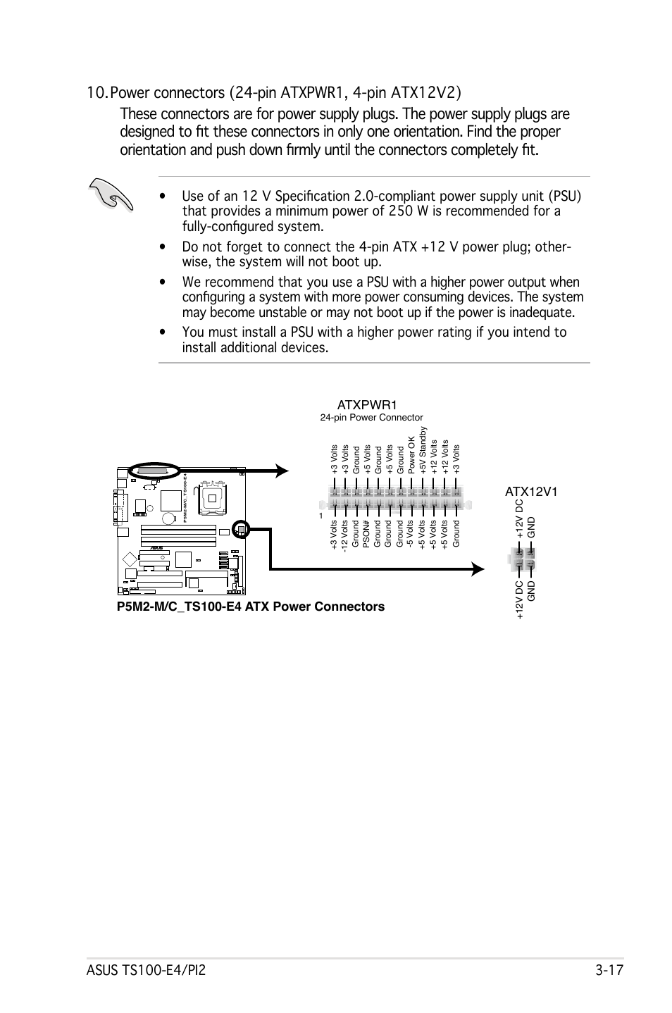 Atxpwr1, Atx12v1 | Asus Pedestal Server TS100-E4/PI2 User Manual | Page 59 / 158