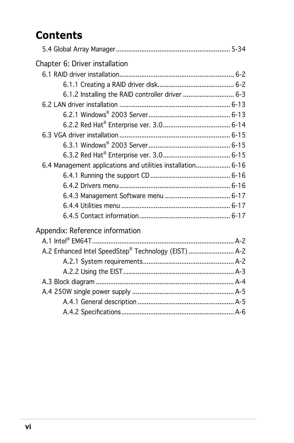 Asus Pedestal Server TS100-E4/PI2 User Manual | Page 6 / 158