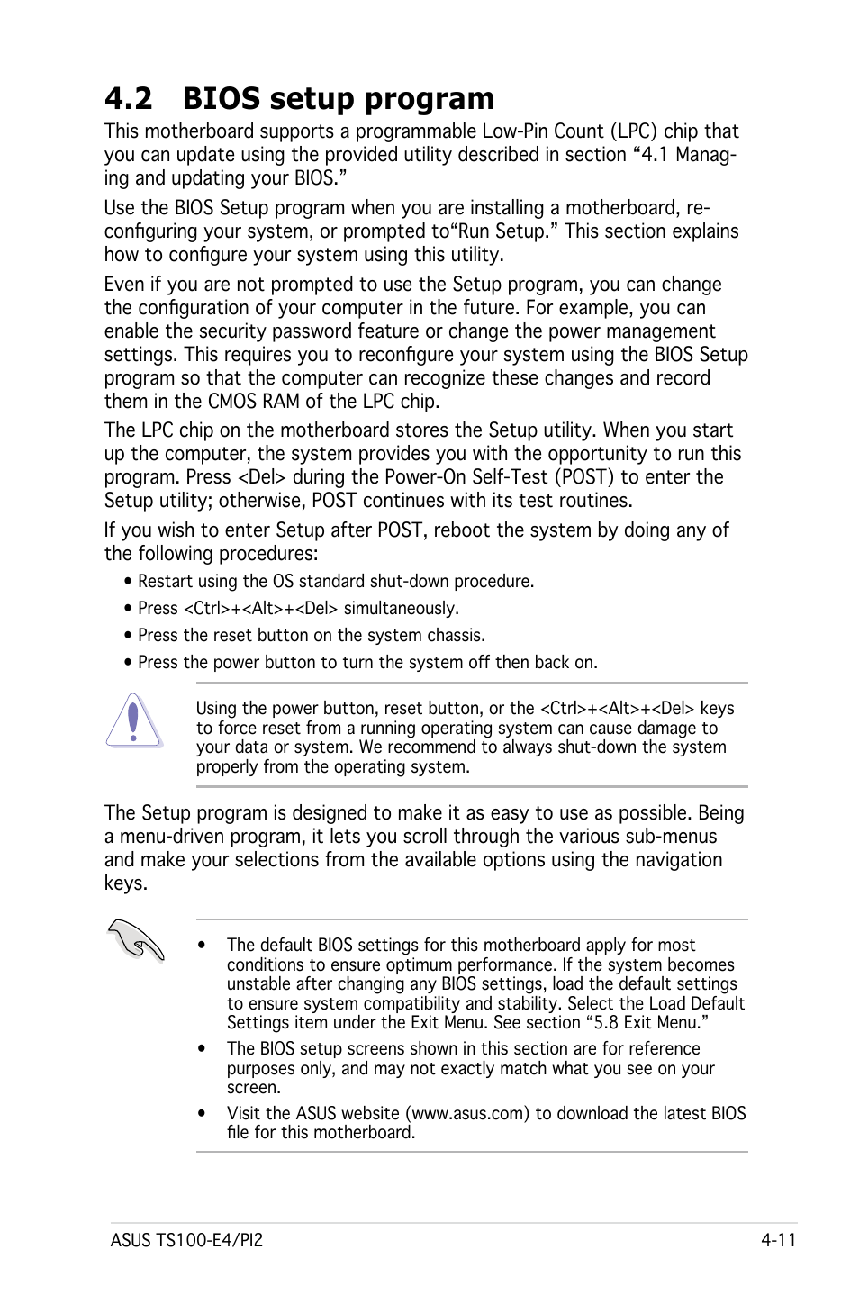 2 bios setup program | Asus Pedestal Server TS100-E4/PI2 User Manual | Page 73 / 158