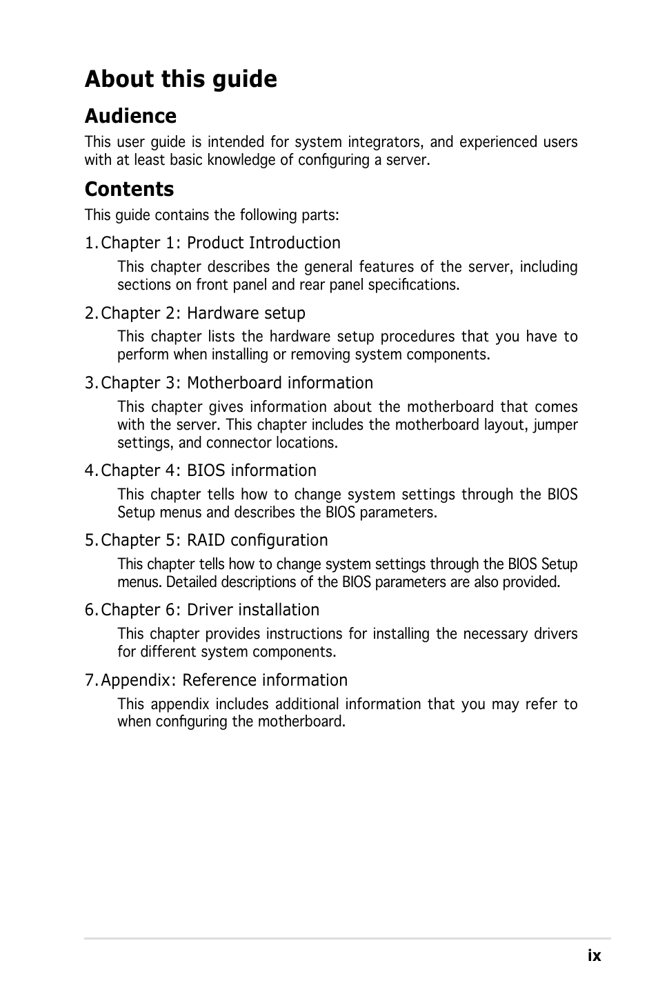 Asus Pedestal Server TS100-E4/PI2 User Manual | Page 9 / 158