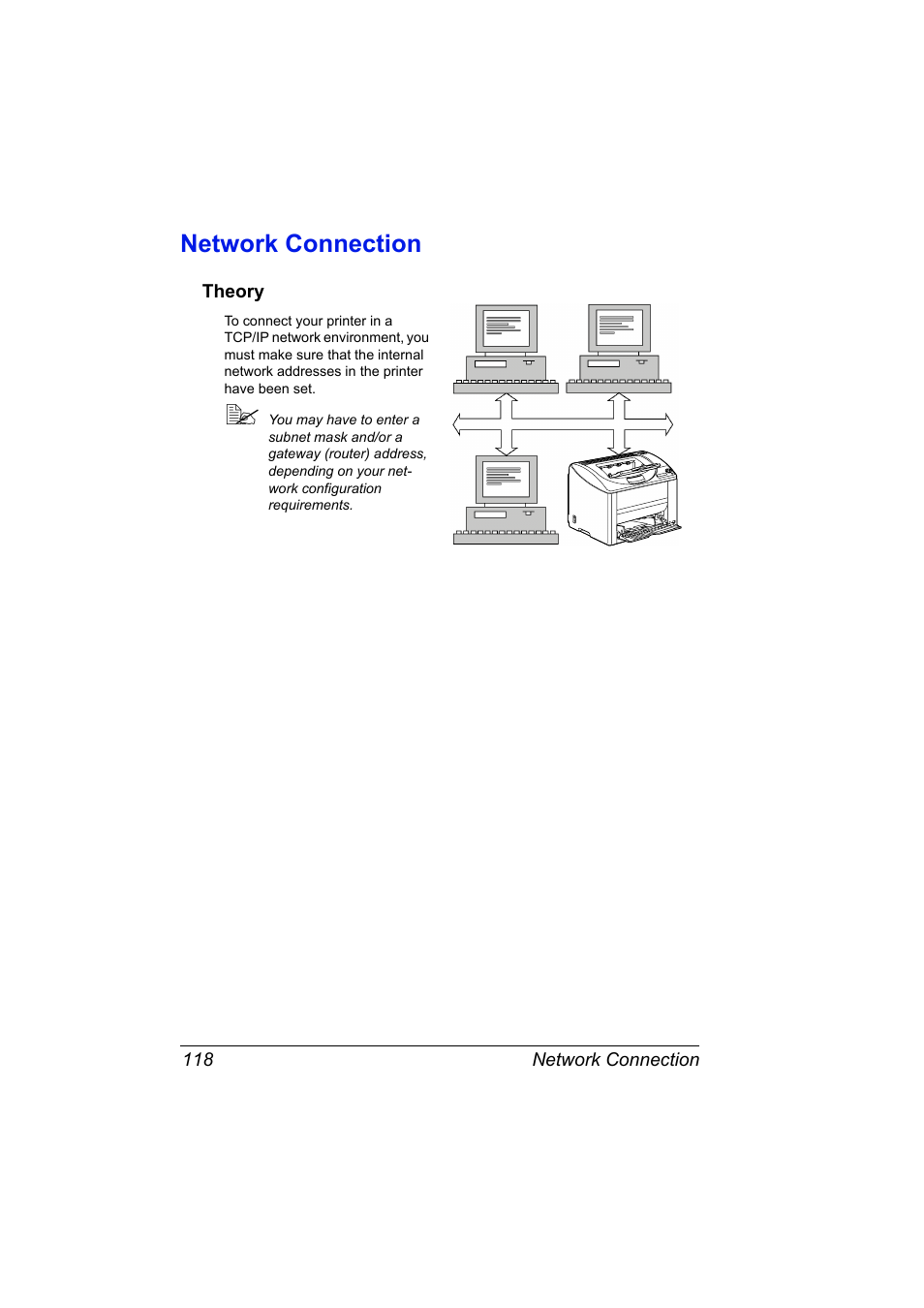 Network connection, Theory, Network connection 118 | Theory 118 | Konica Minolta Magicolor 2550 User Manual | Page 134 / 230