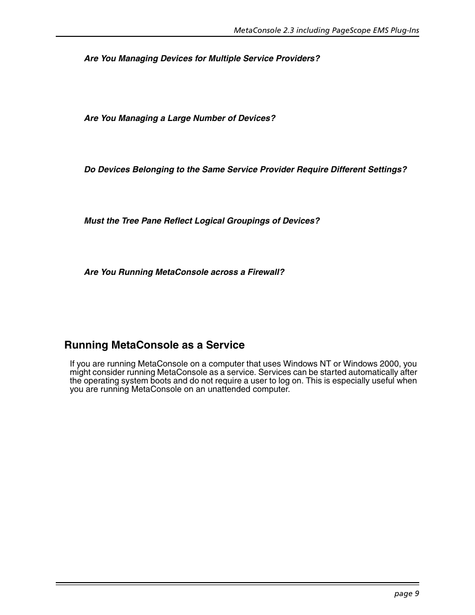 Running metaconsole as a service | Konica Minolta BIZHUB C30P User Manual | Page 23 / 167