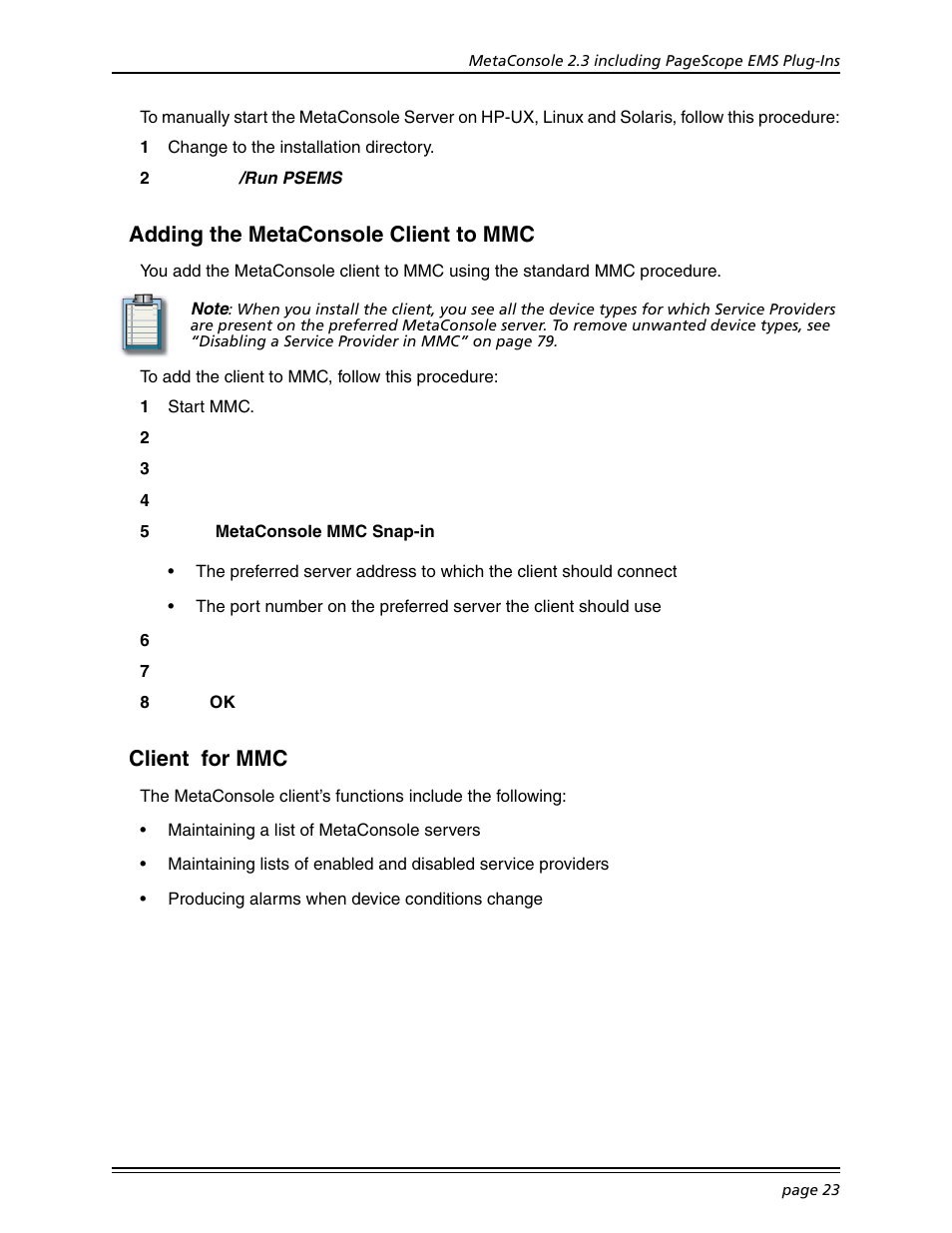 Adding the metaconsole client to mmc, Client for mmc | Konica Minolta BIZHUB C30P User Manual | Page 37 / 167