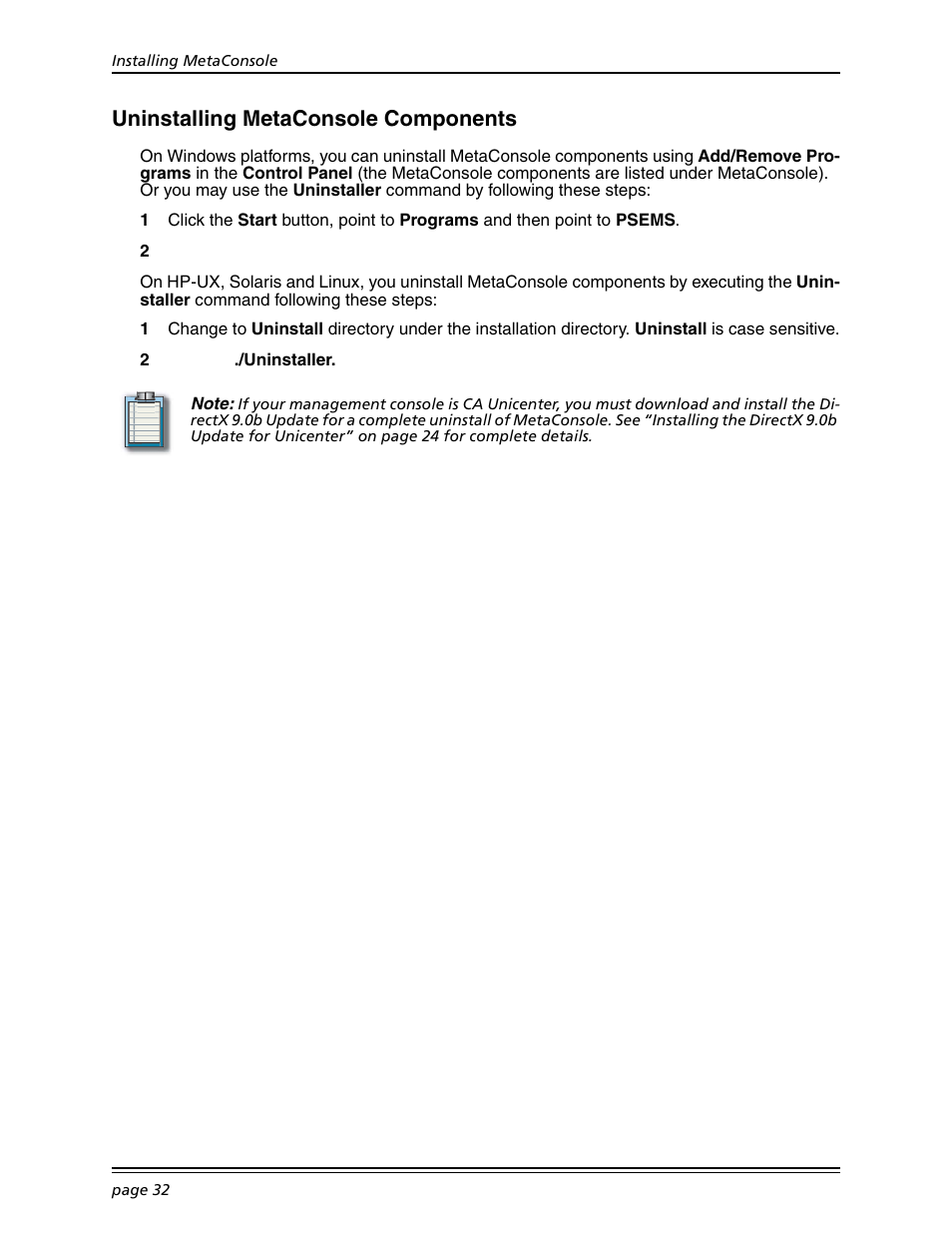 Uninstalling metaconsole components | Konica Minolta BIZHUB C30P User Manual | Page 46 / 167