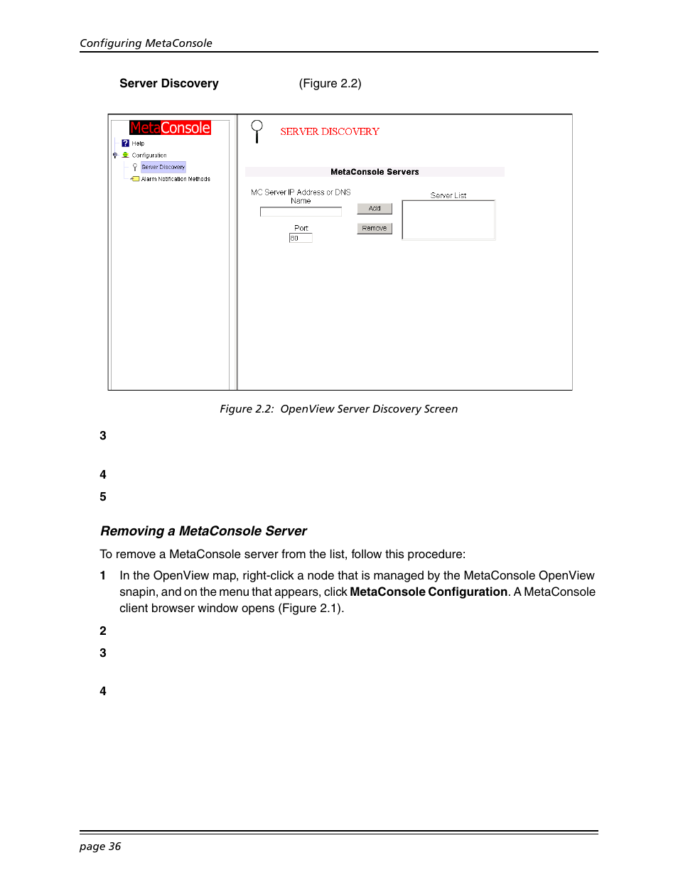 Removing a metaconsole server | Konica Minolta BIZHUB C30P User Manual | Page 50 / 167