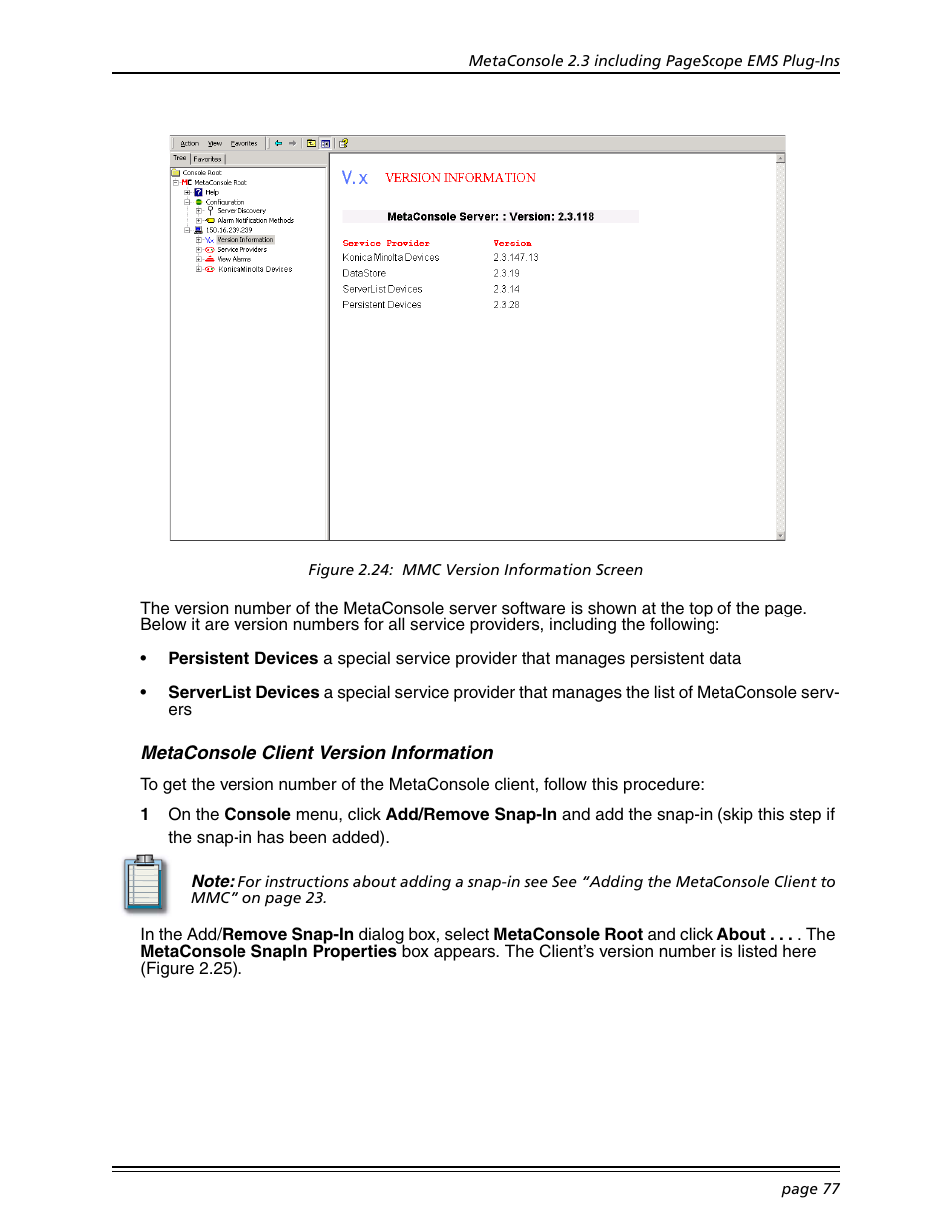 Metaconsole client version information | Konica Minolta BIZHUB C30P User Manual | Page 91 / 167