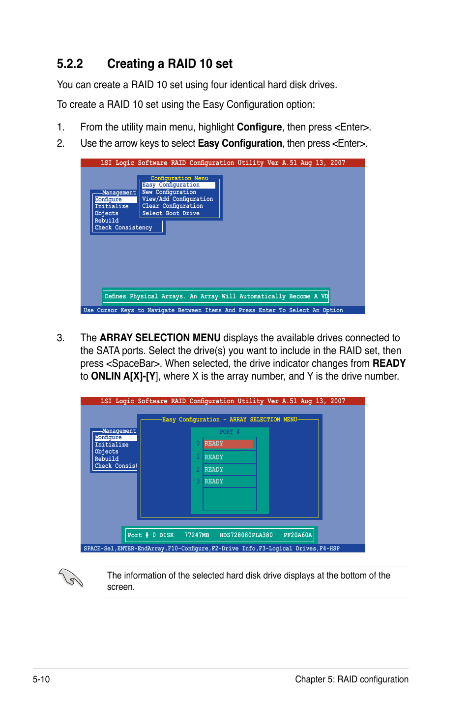 2 creating a raid 10 set, Creating a raid 10 set -10 | Asus DSEB-D16/SAS User Manual | Page 120 / 200