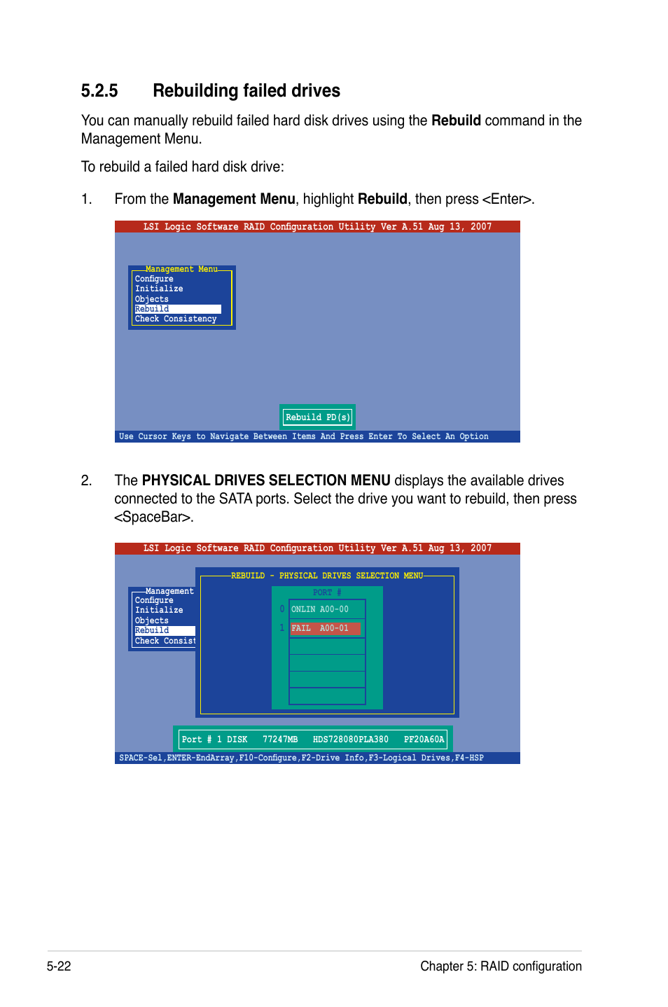 5 rebuilding failed drives, Rebuilding failed drives -22 | Asus DSEB-D16/SAS User Manual | Page 132 / 200