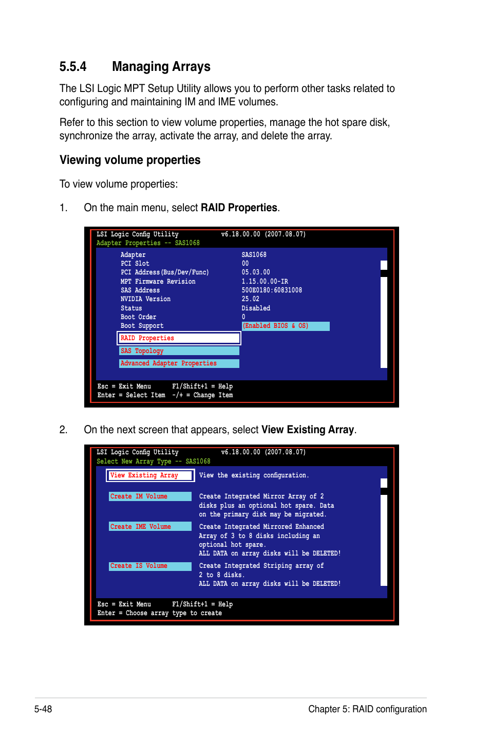 4 managing arrays, Managing arrays -48, Viewing volume properties | Asus DSEB-D16/SAS User Manual | Page 158 / 200