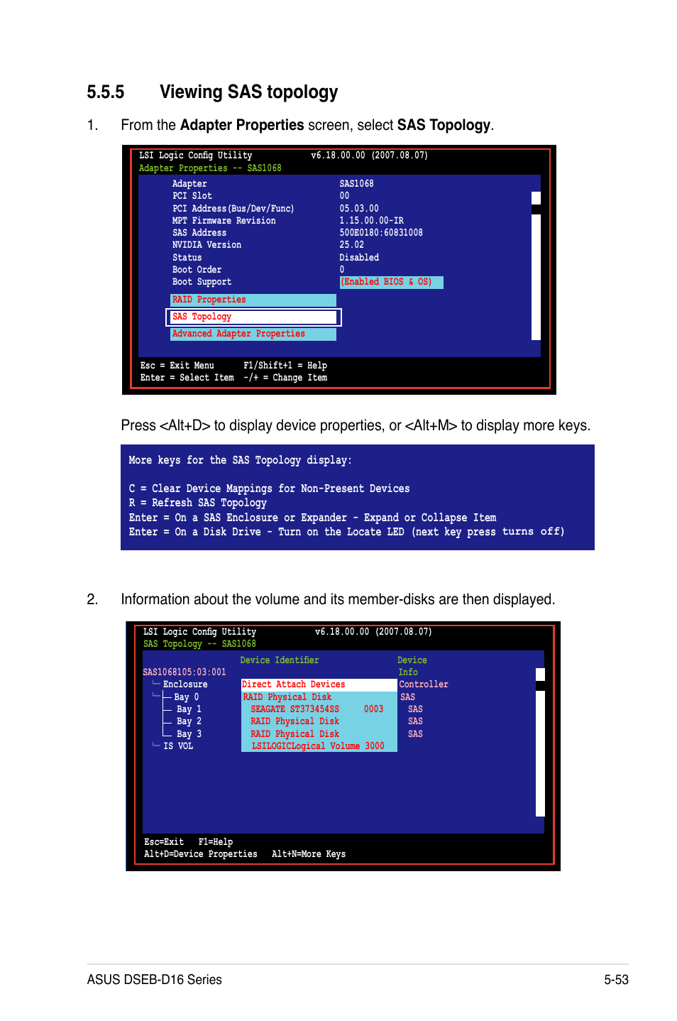 5 viewing sas topology, Viewing sas topology -53 | Asus DSEB-D16/SAS User Manual | Page 163 / 200