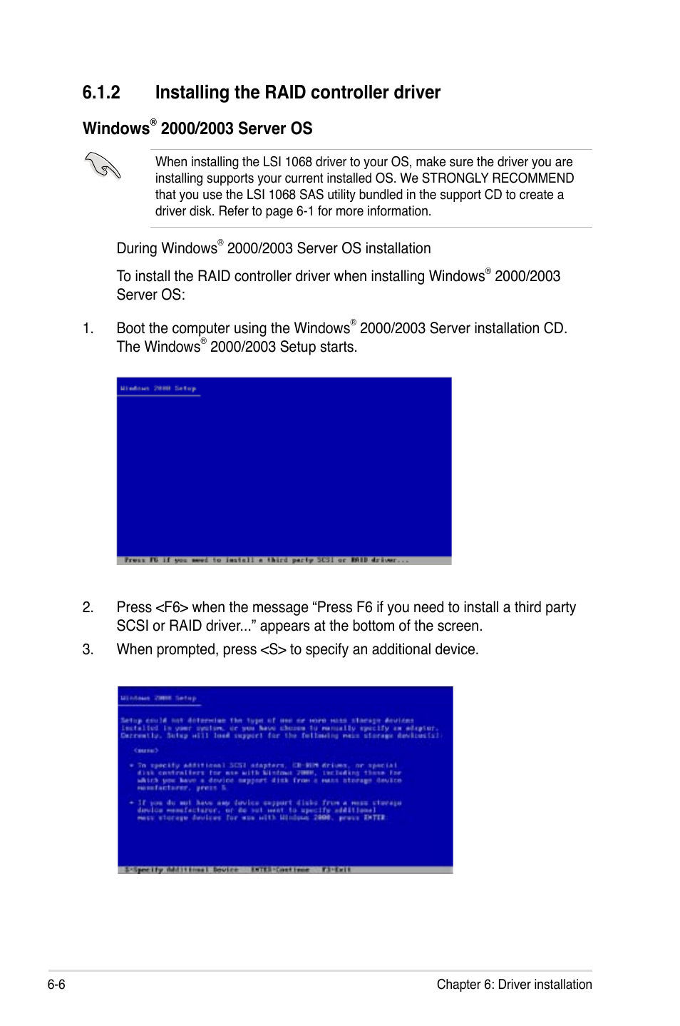 2 installing the raid controller driver, Installing the raid controller driver -6, Windows | Asus DSEB-D16/SAS User Manual | Page 176 / 200