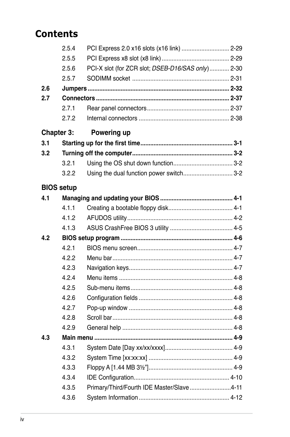 Asus DSEB-D16/SAS User Manual | Page 4 / 200