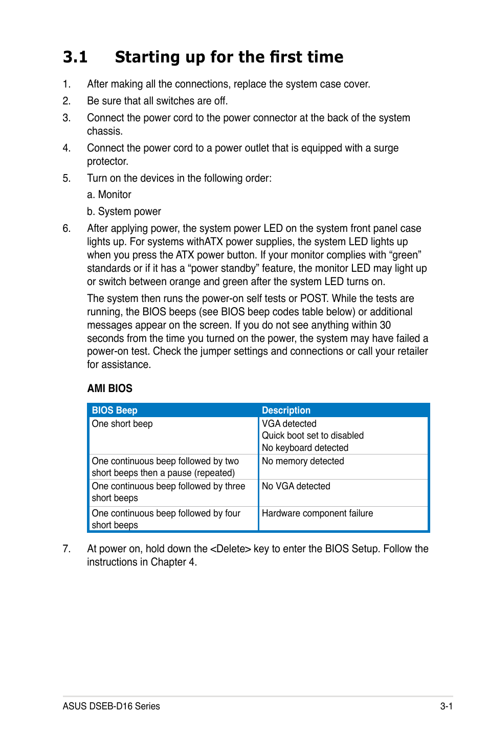 1 starting up for the first time, Starting up for the first time -1 | Asus DSEB-D16/SAS User Manual | Page 69 / 200