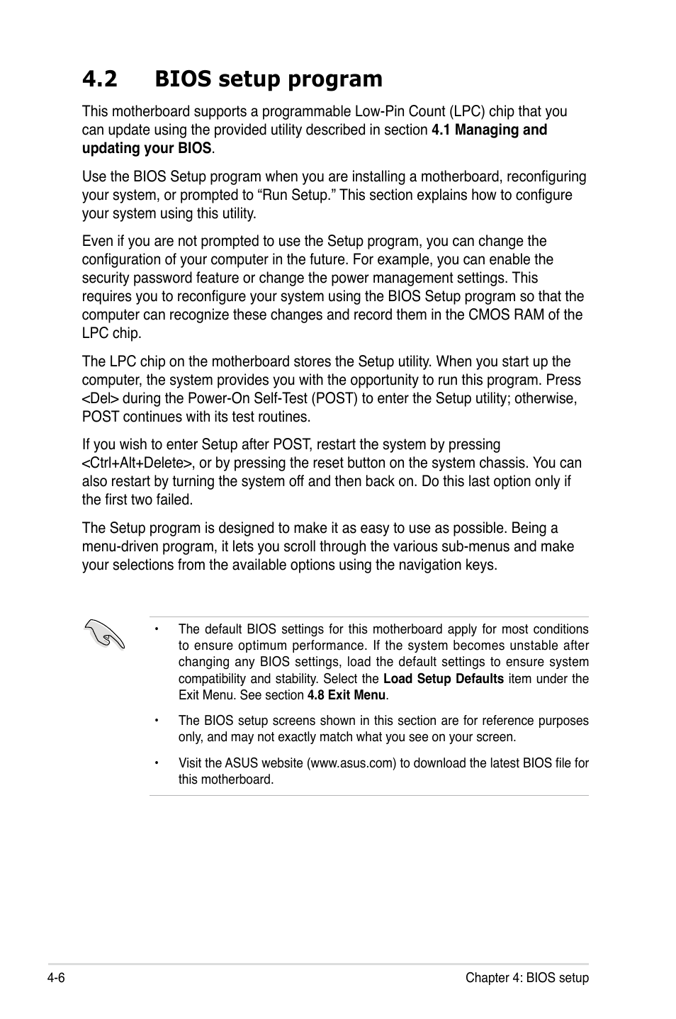 2 bios setup program, Bios setup program -6 | Asus DSEB-D16/SAS User Manual | Page 78 / 200