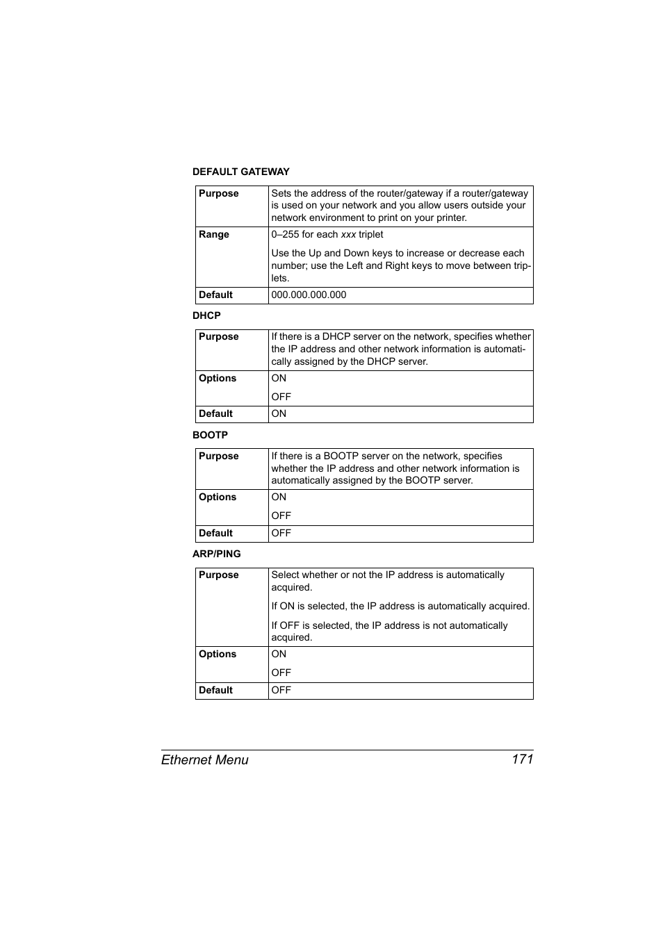 Ethernet menu 171 | Konica Minolta magicolor 5650EN User Manual | Page 191 / 430