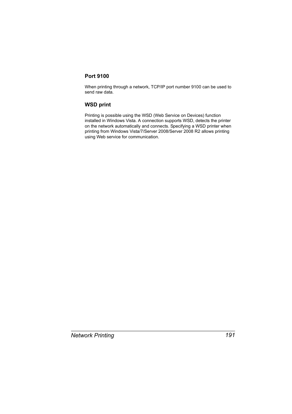 Port 9100, Wsd print, Port 9100 191 wsd print 191 | Konica Minolta magicolor 5650EN User Manual | Page 211 / 430