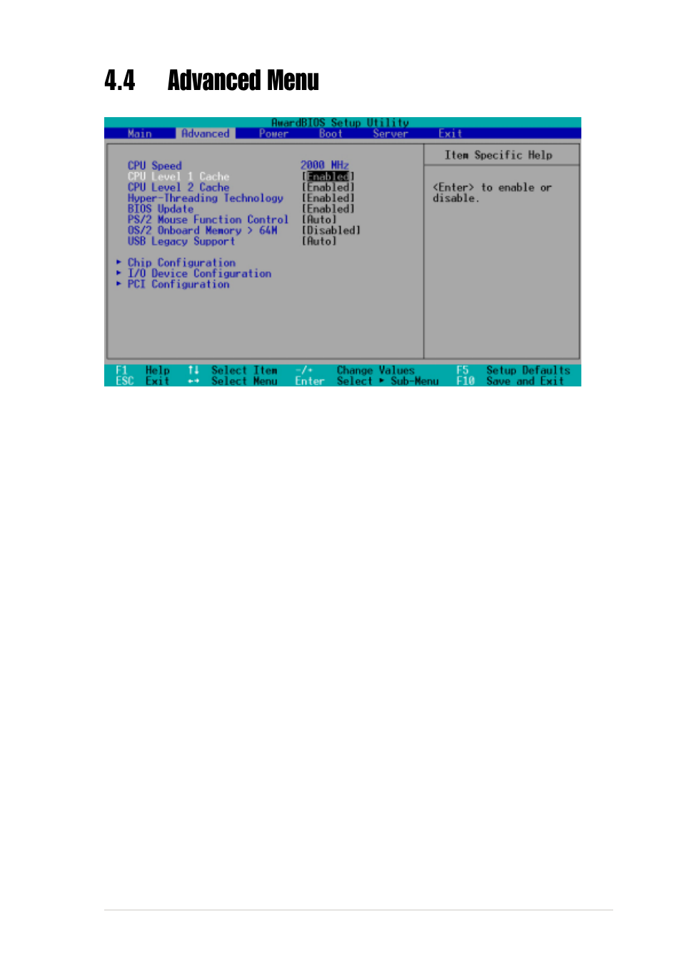 4 advanced menu | Asus Motherboard PR-DLSR533 User Manual | Page 69 / 108