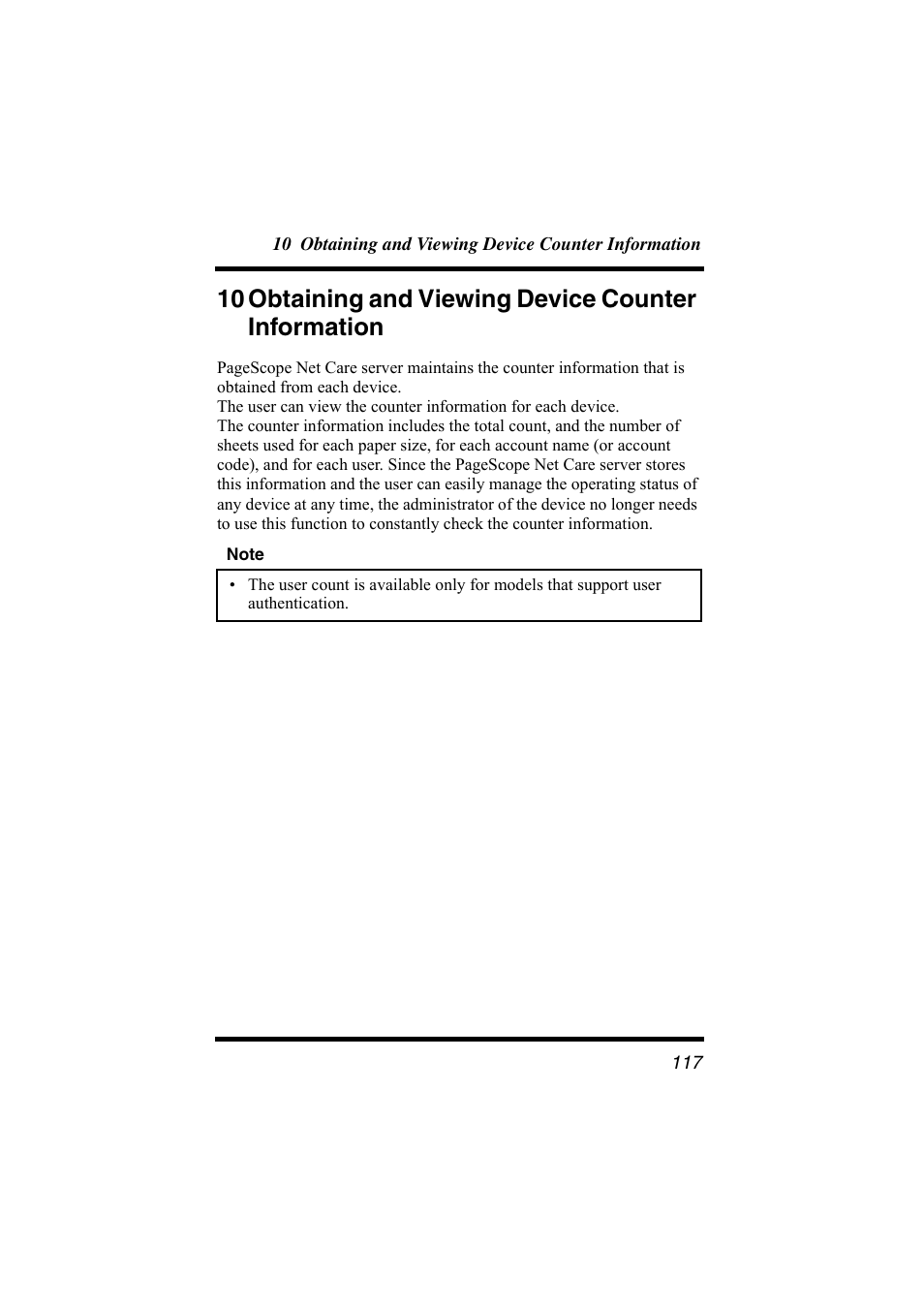 10obtaining and viewing device counter, Information | Konica Minolta bizhub C31P User Manual | Page 128 / 147