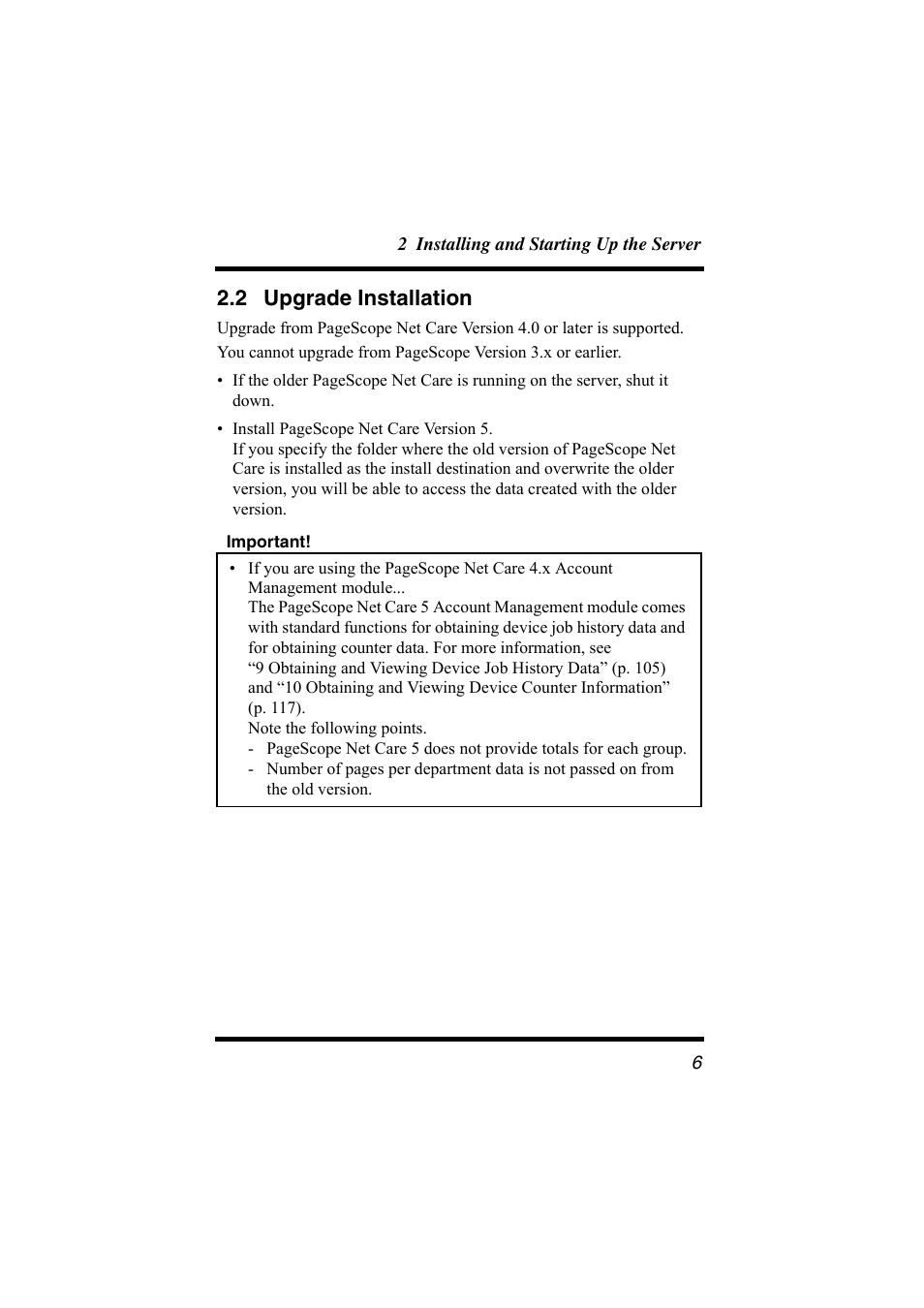 2 upgrade installation, Upgrade installation | Konica Minolta bizhub C31P User Manual | Page 17 / 147