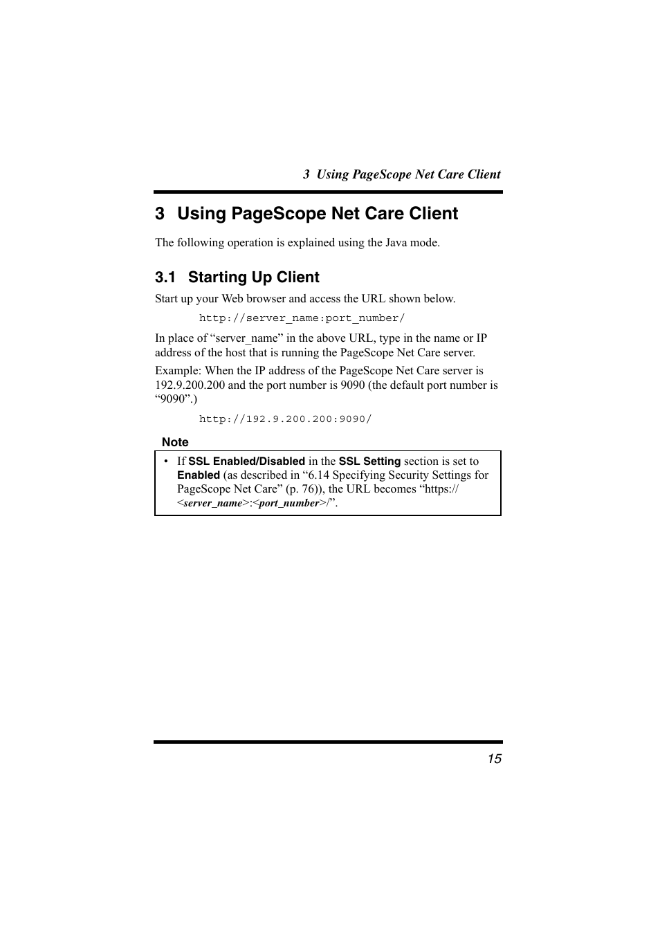 1 starting up client, Starting up client, 3 using pagescope net care client | Konica Minolta bizhub C31P User Manual | Page 26 / 147