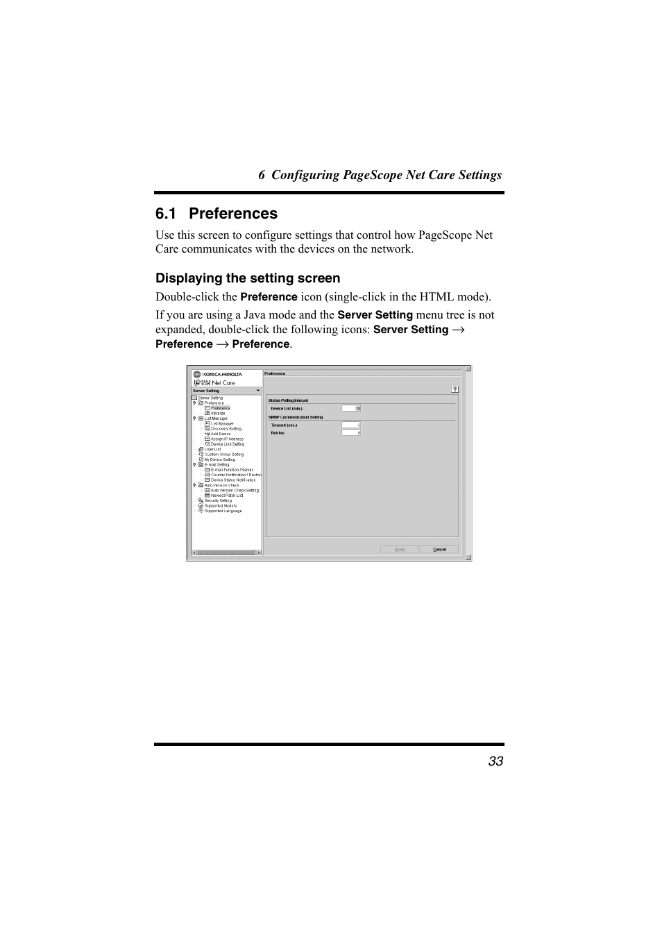 1 preferences, Displaying the setting screen, Preferences | Konica Minolta bizhub C31P User Manual | Page 44 / 147