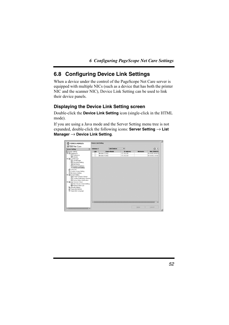 8 configuring device link settings, Displaying the device link setting screen, Configuring device link settings | Konica Minolta bizhub C31P User Manual | Page 63 / 147