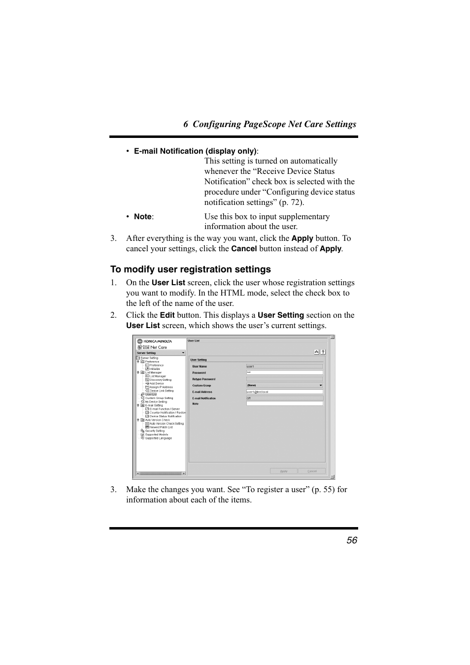 To modify user registration settings | Konica Minolta bizhub C31P User Manual | Page 67 / 147