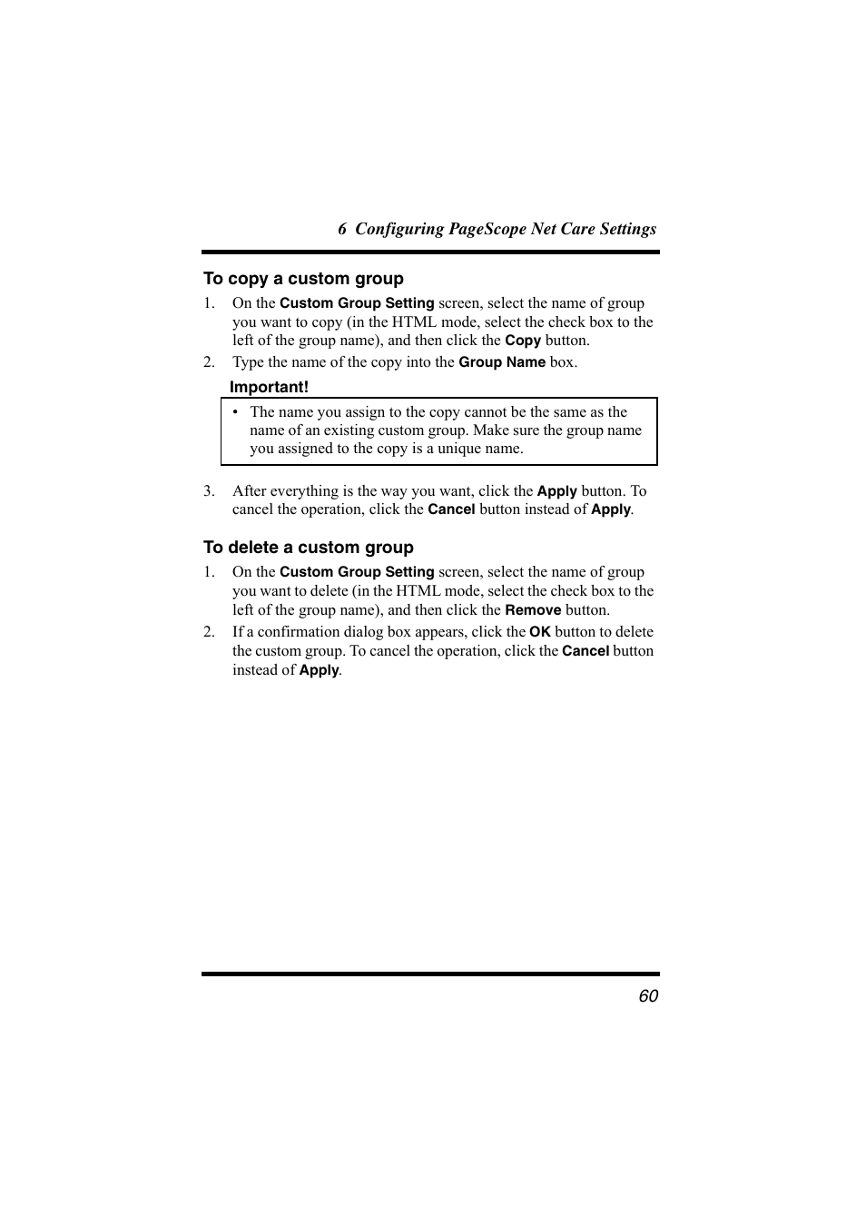 To copy a custom group, To delete a custom group | Konica Minolta bizhub C31P User Manual | Page 71 / 147