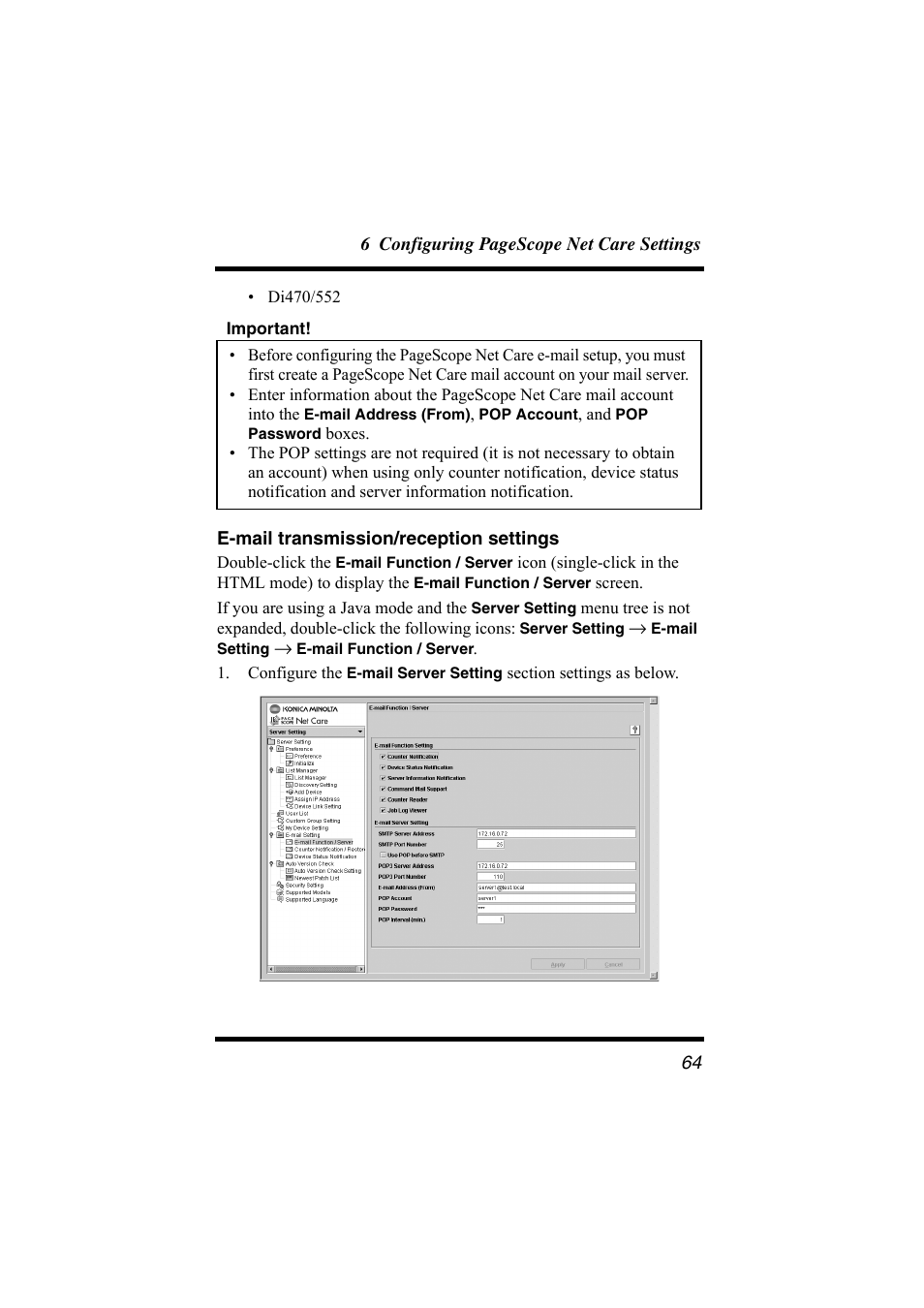 E-mail transmission/reception settings | Konica Minolta bizhub C31P User Manual | Page 75 / 147