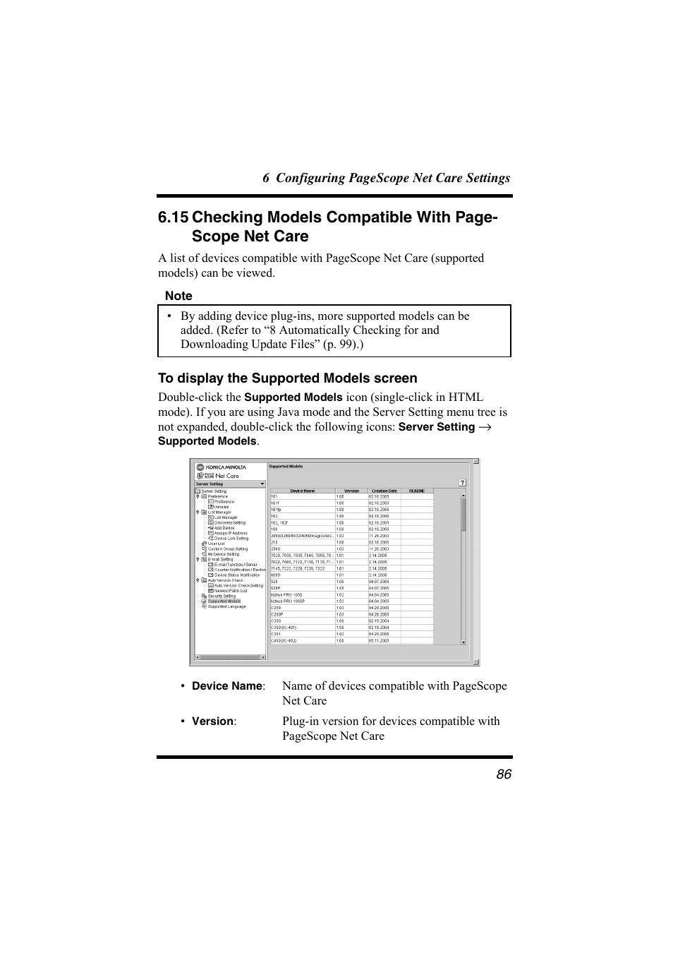 To display the supported models screen, 15 checking models compatible with | Konica Minolta bizhub C31P User Manual | Page 97 / 147