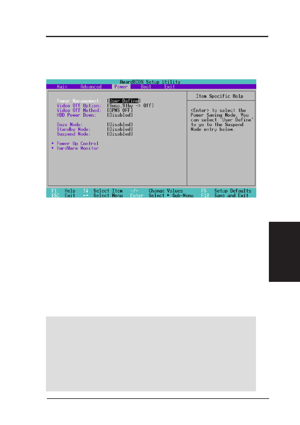 Bios setup, 5 power menu | Asus ME-99B User Manual | Page 61 / 104