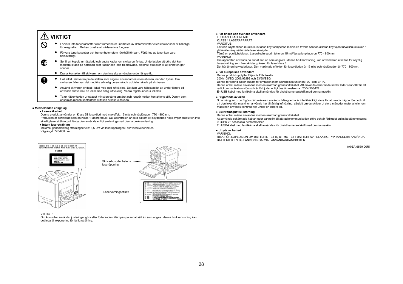 Viktigt | Konica Minolta magicolor 5650EN User Manual | Page 29 / 48