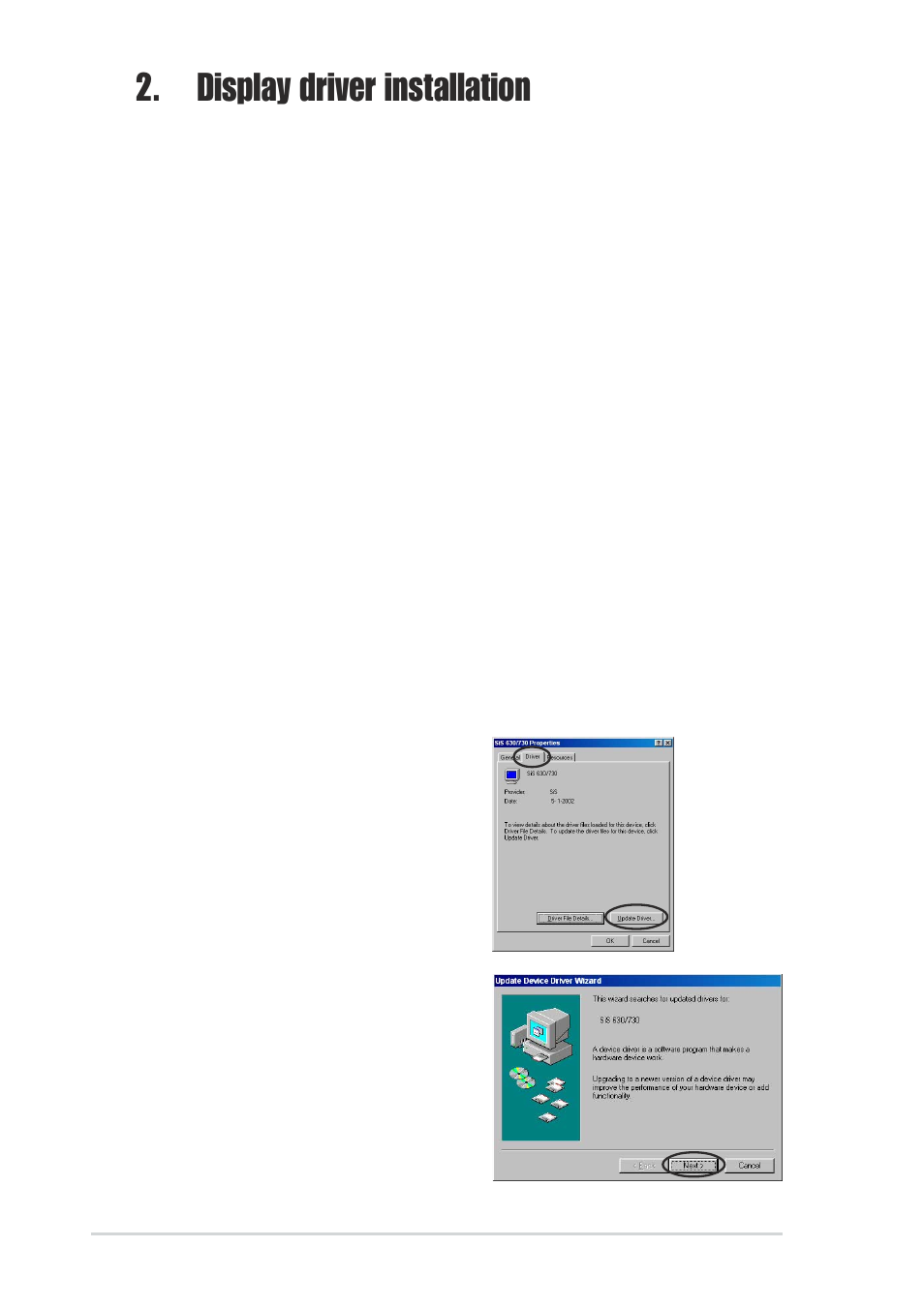 Display driver installation, 1 changing the windows display driver | Asus Graphics Card A9200 Series User Manual | Page 10 / 28
