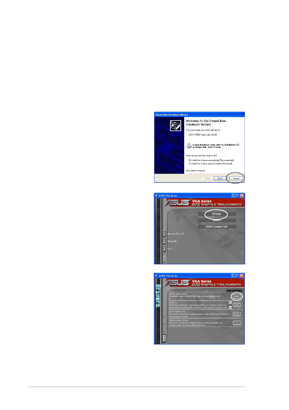 2 install asus enhanced driver | Asus Graphics Card A9200 Series User Manual | Page 12 / 28