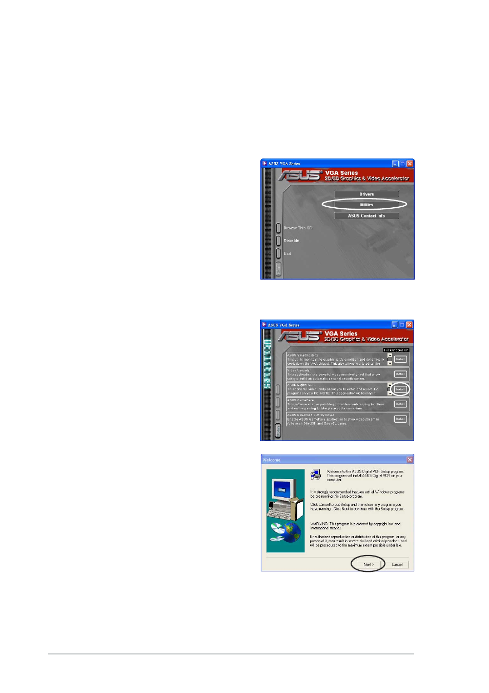 3 install asus digital vcr | Asus Graphics Card A9200 Series User Manual | Page 26 / 28