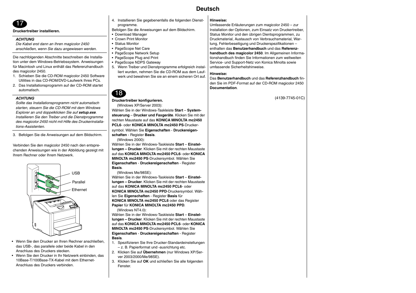 Deutsch | Konica Minolta Magicolor 2450 User Manual | Page 7 / 27
