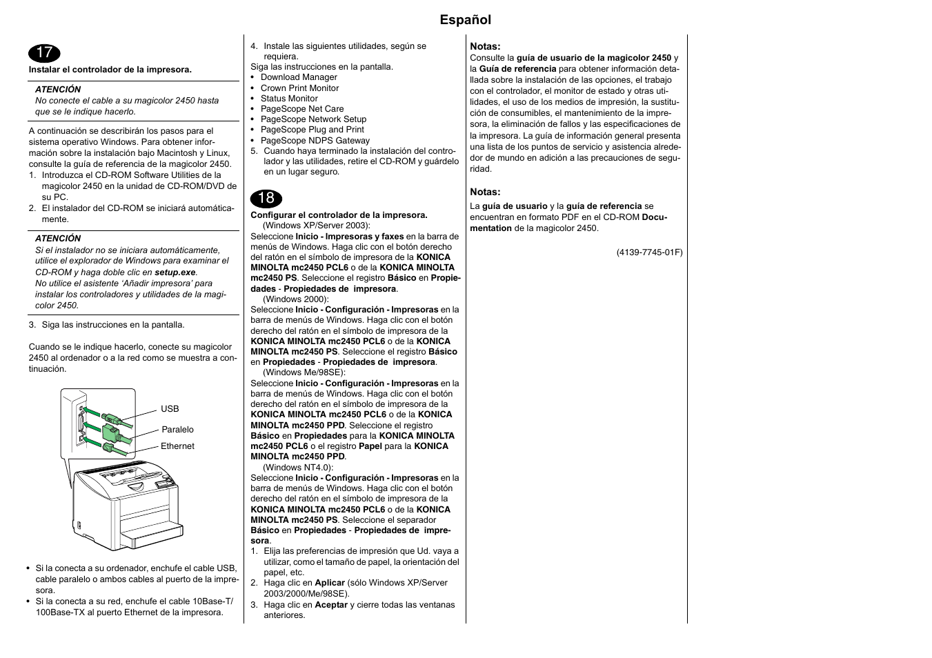 Español | Konica Minolta Magicolor 2450 User Manual | Page 9 / 27