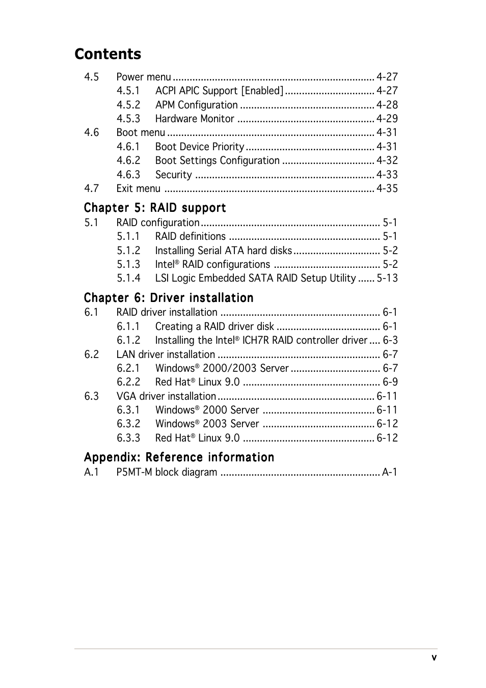 Asus Motherboard P5MT-M User Manual | Page 5 / 150