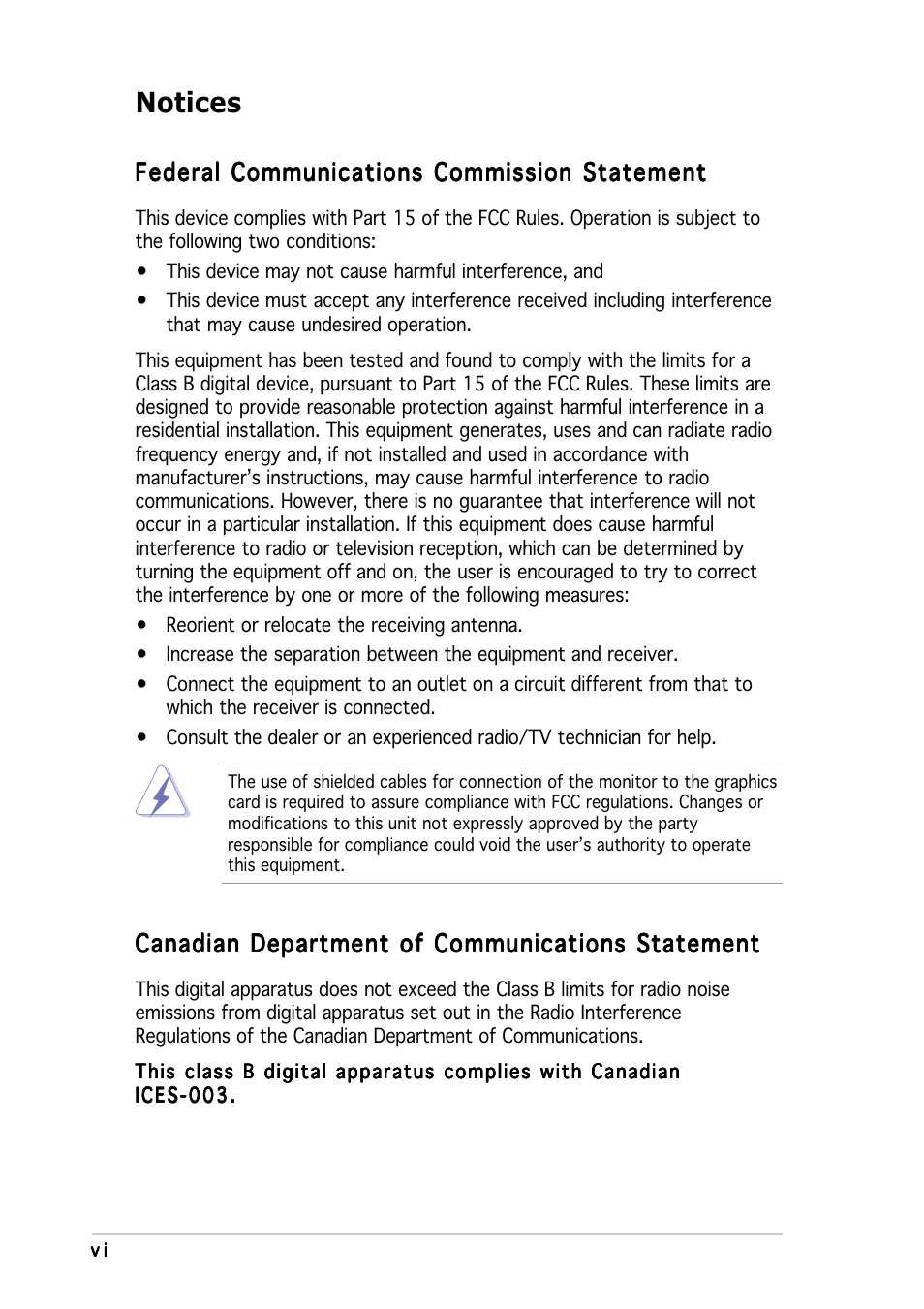 Notices | Asus Motherboard P5MT-M User Manual | Page 6 / 150