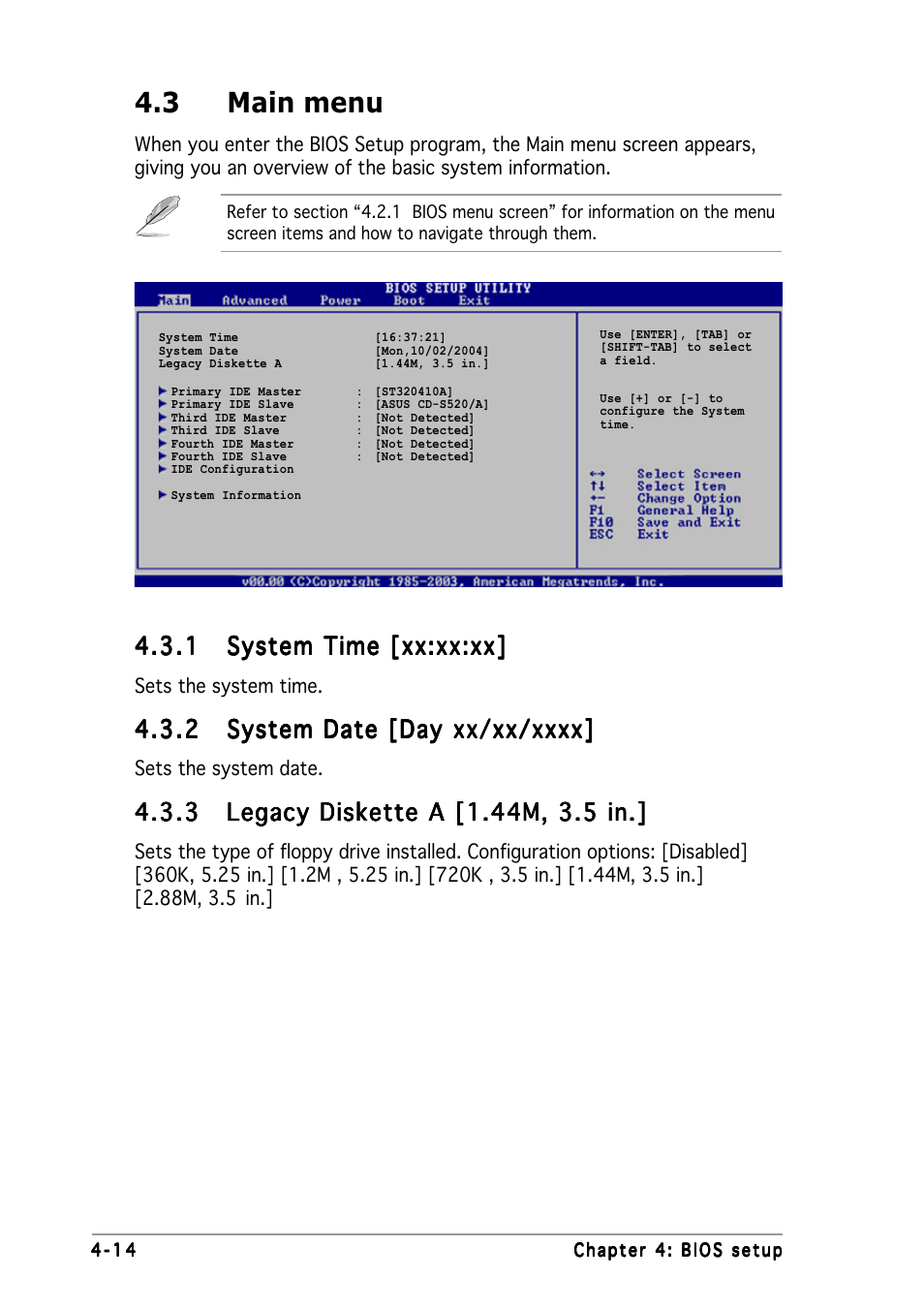 3 main menu | Asus Motherboard P5MT-M User Manual | Page 74 / 150