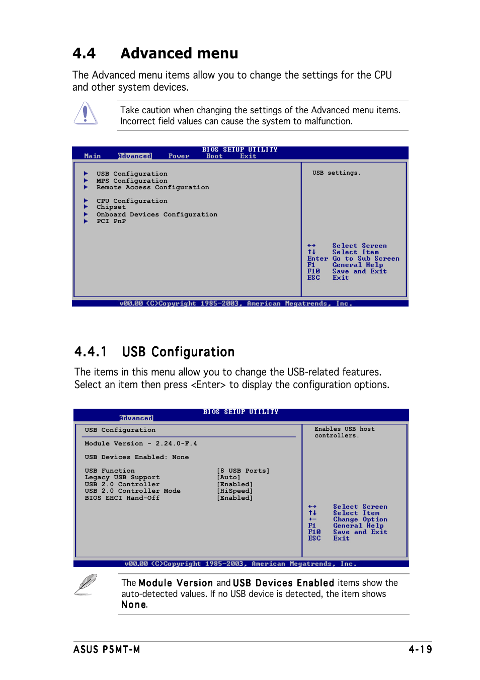 4 advanced menu | Asus Motherboard P5MT-M User Manual | Page 79 / 150