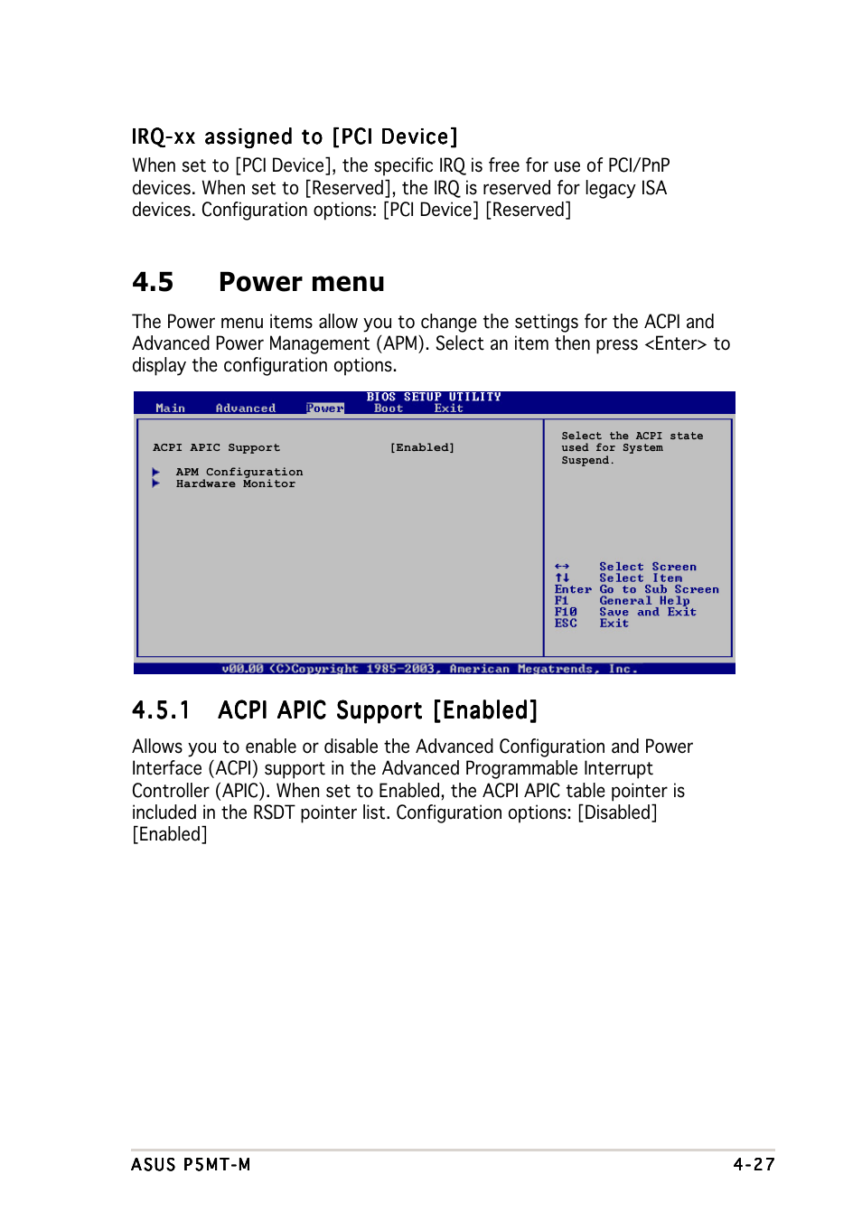 5 power menu | Asus Motherboard P5MT-M User Manual | Page 87 / 150