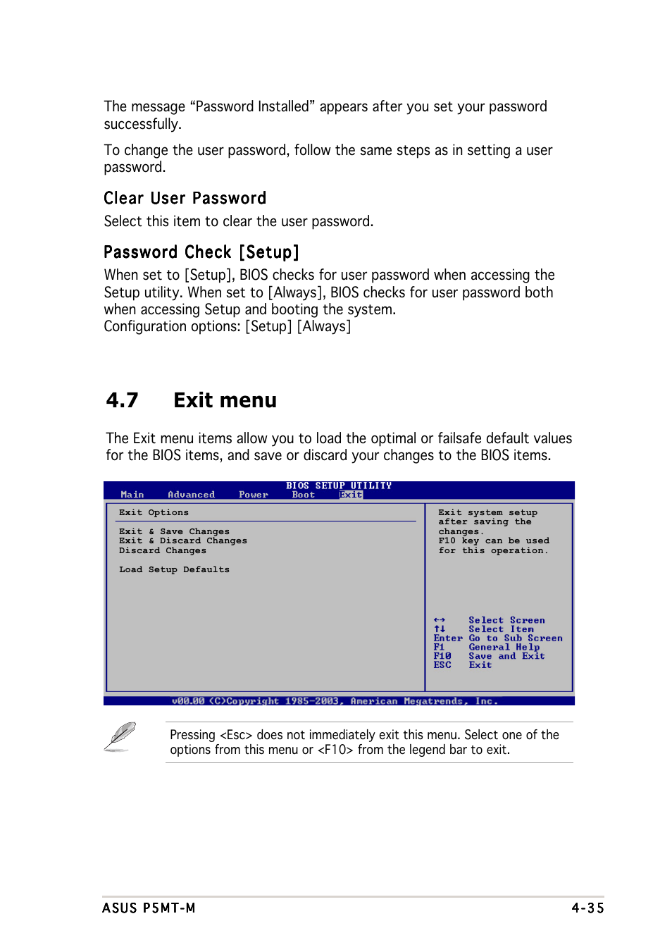 7 exit menu | Asus Motherboard P5MT-M User Manual | Page 95 / 150