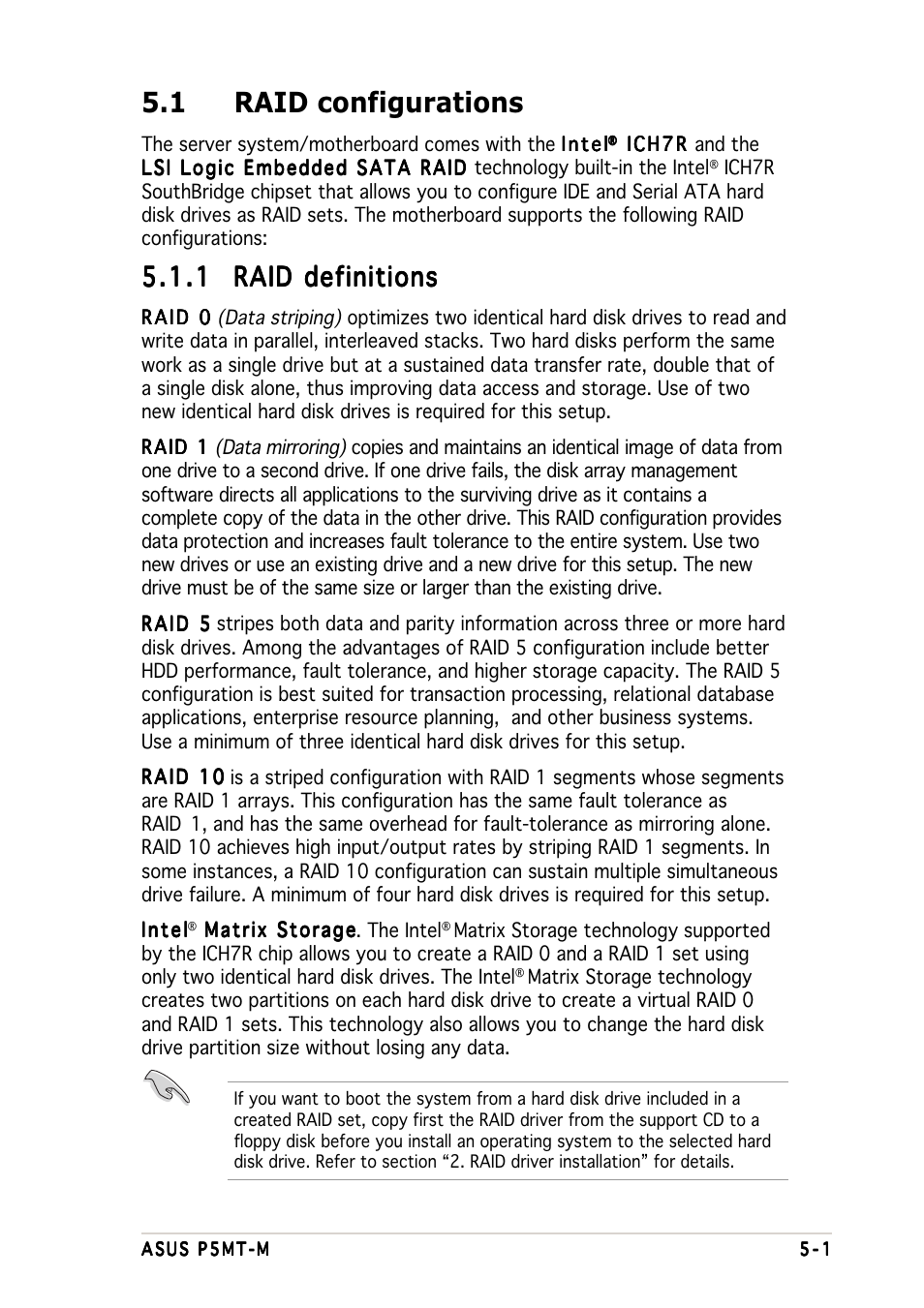 1 raid configurations | Asus Motherboard P5MT-M User Manual | Page 99 / 150